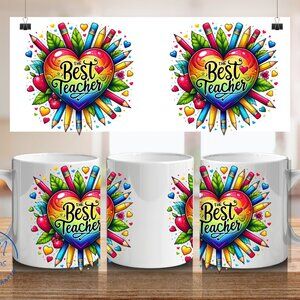 Best Teacher 11oz Coffee Mug, Colorful Teacher Mug, Teacher Appreciation Gift
